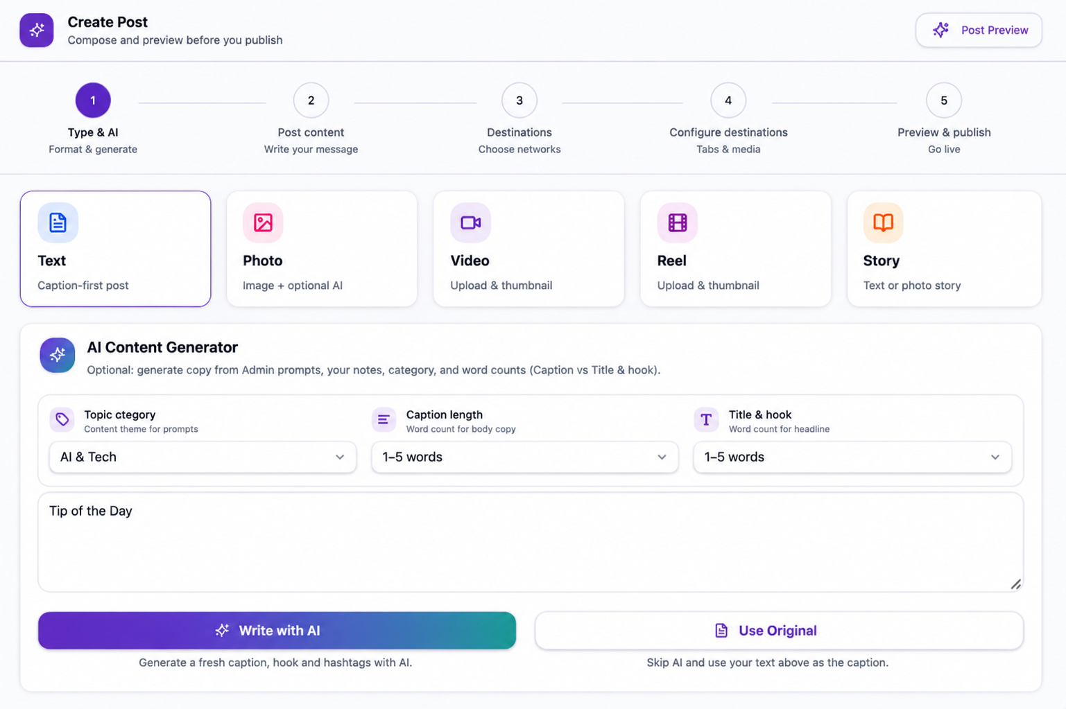 Fomax create post workflow