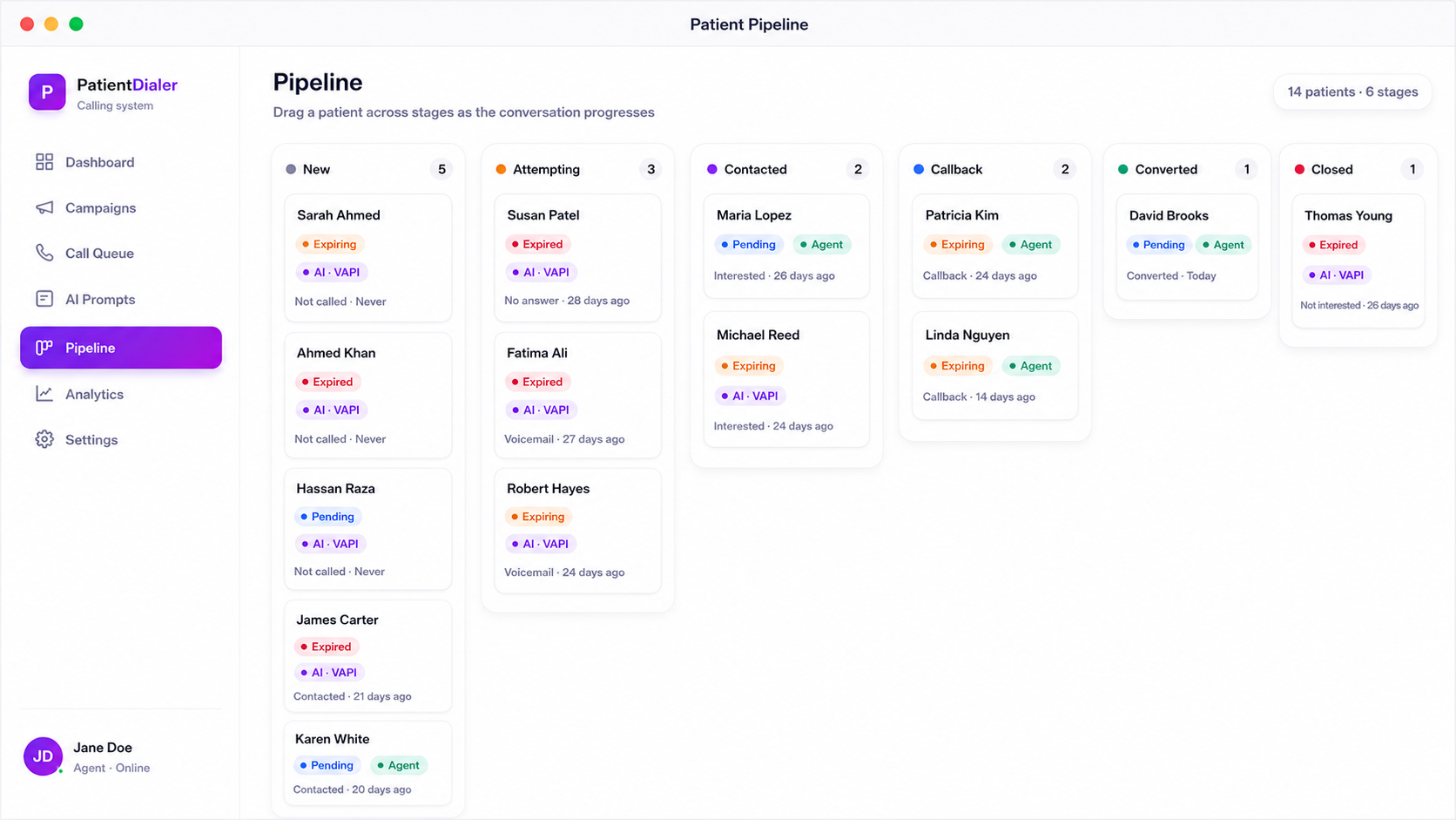 OmniReacher pipeline kanban